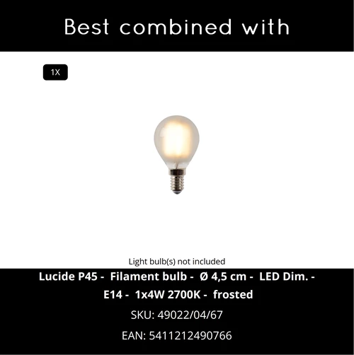 Lucide KNULLE - Lampe de table - Ø 15 cm - 1xE14 - Blanc - CROSSSELL